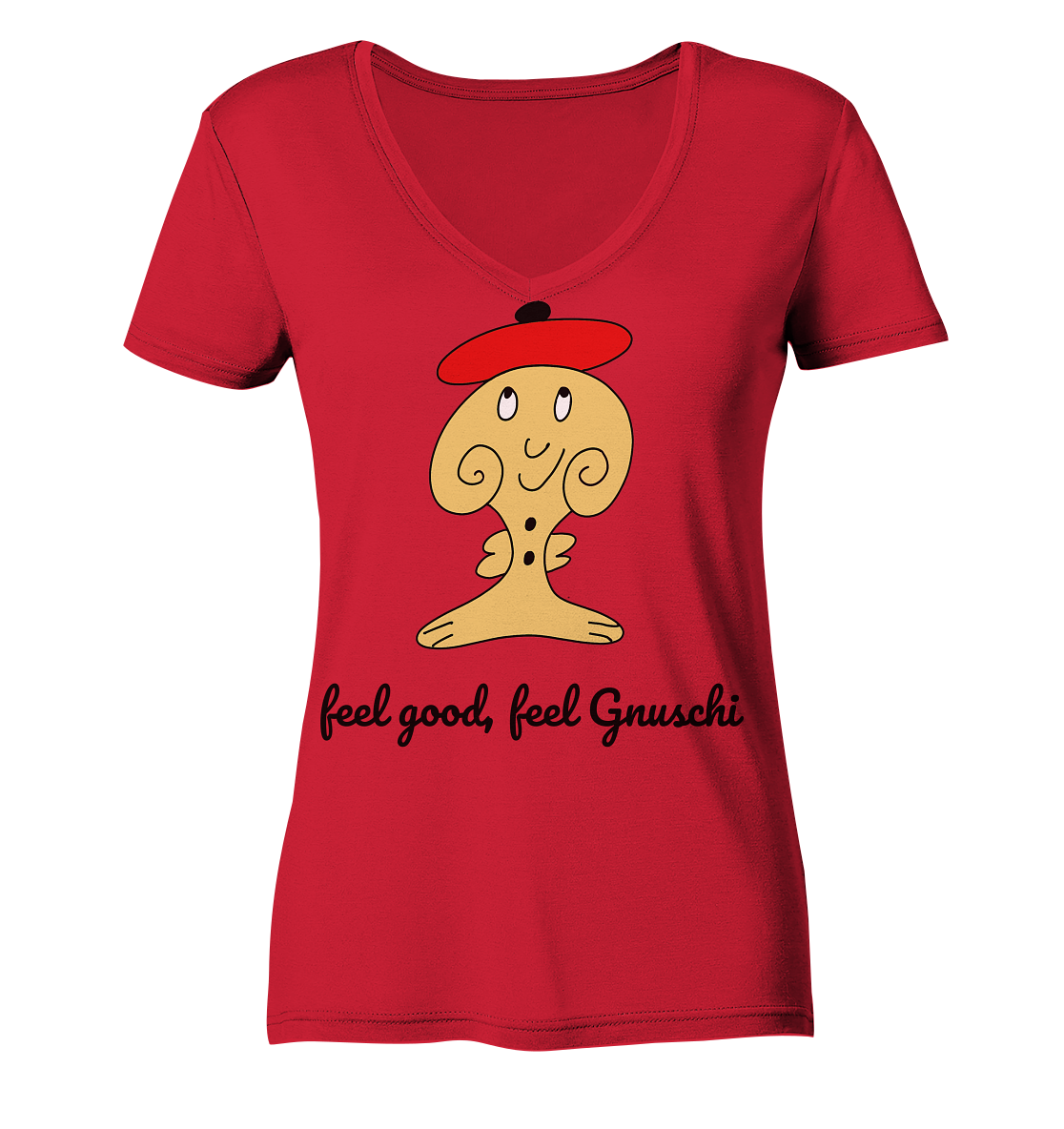 Feel good Feel gnuschi rot adult - Ladies Organic V-Neck Shirt